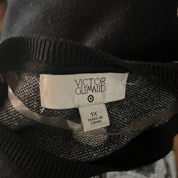 VICTOR GLEMAUD Knit Black/White Polka Dots SS Sweater Size 1X New Never … - Picture 6 of 7